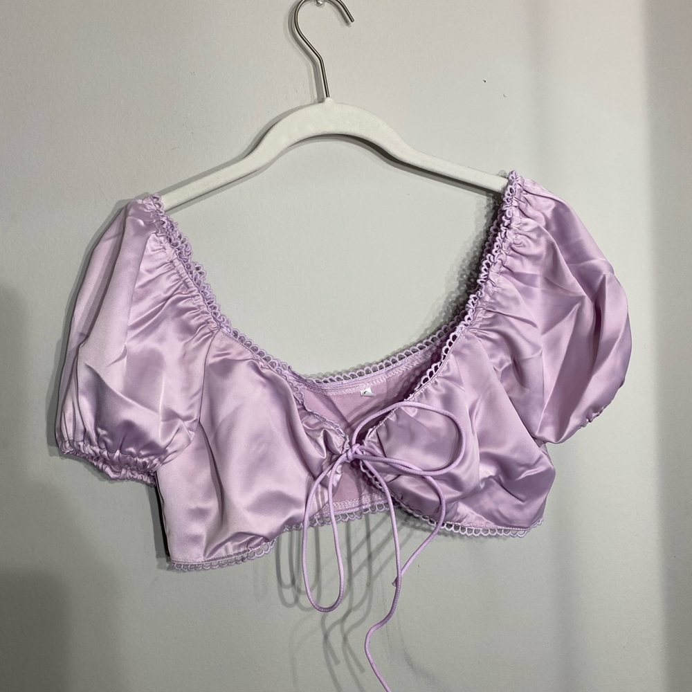 Purple cropped shirt